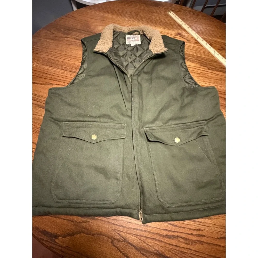 Weatherproof Heritage Brand Mens XXL Green Canvas Workwear Vest Sherpa Collar‎